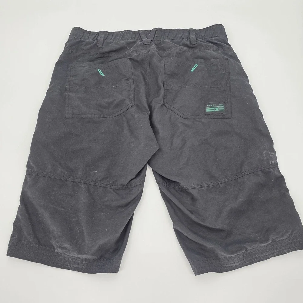 Projek Raw Cargo Shorts Men 32 Black Pockets Zippers Y2K Style Military Outdoors